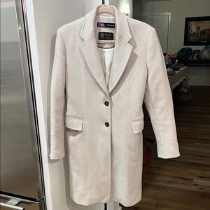 Zara Manteco premium quality Fabrics Women's Cream Blazer duster jacket sz L